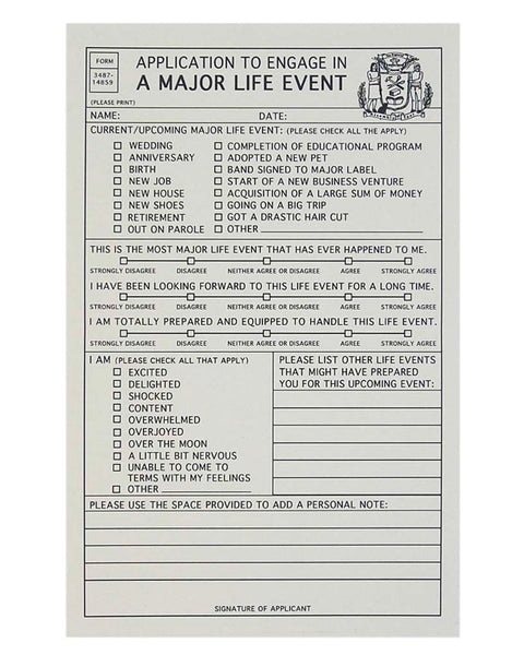 Regional Assembly of Text Life Event Application Card