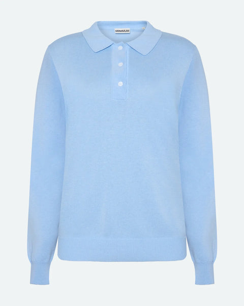 Minimum Women's Riley Polo Sweater in Light Blue
