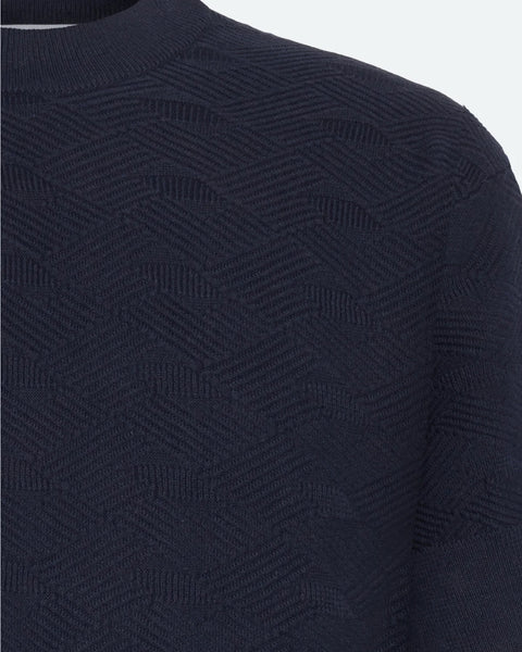 Minimum Men's Aron Short Sleeve Sweater in Sky Captain