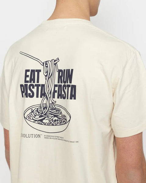 Revolution Men's Eat Printed T Shirt in Off White
