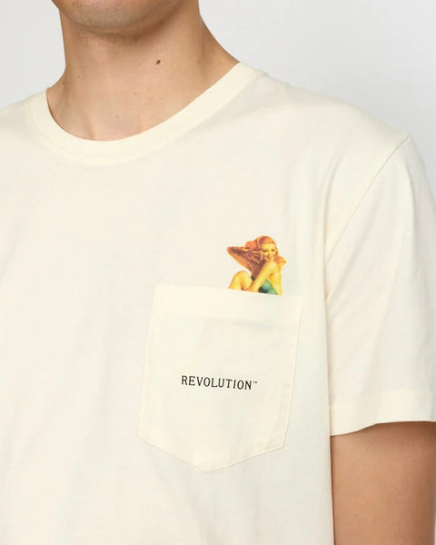 Revolution Men's App Printed T Shirt in Off White