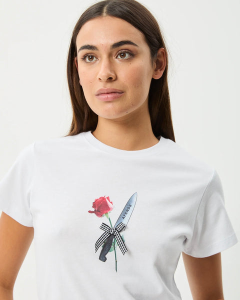 Afends Women's Valentine Baby Tee in White