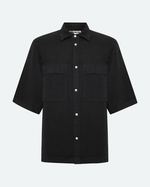 Minimum Men's Lando Linen Shirt in Caviar