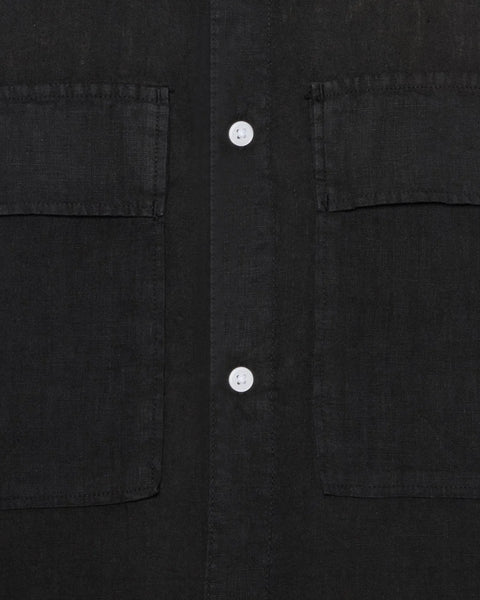 Minimum Men's Lando Linen Shirt in Caviar