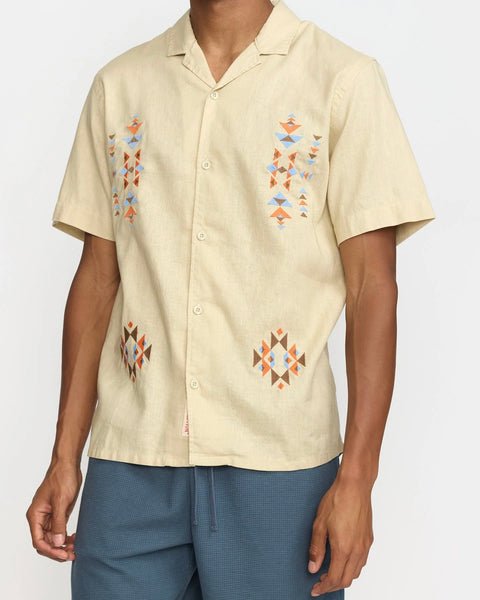 Revolution Men's Cuban Shirt in Off White