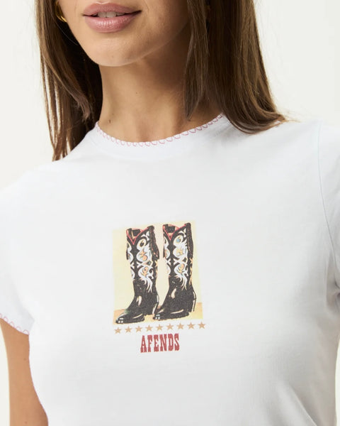 Afends Women's Walking Baby Tee in White