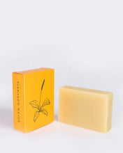 Load image into Gallery viewer, the ALTR Plantago Major Bar Soap sitting against a neutral background beside its box
