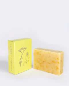 the ALTR Yarrow & Calendula Bar Soap and box angled side by side against a neutral background