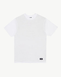 Afends Men's Classic Hemp Retro Tee in White laying flat on a white background