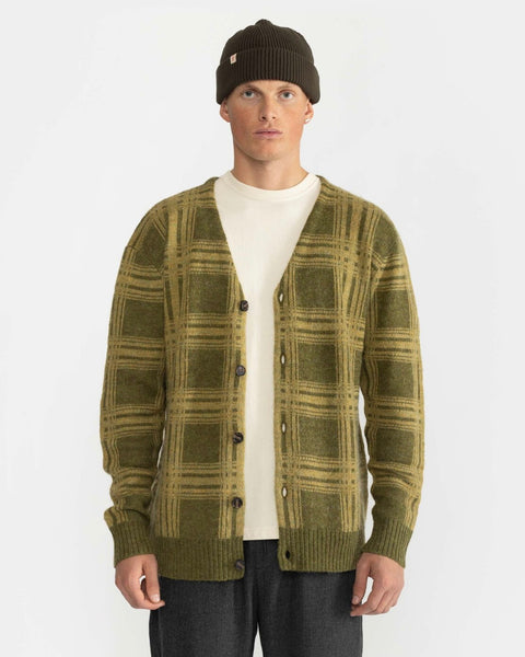 Revolution Men's Loose Knit Cardigan in Army