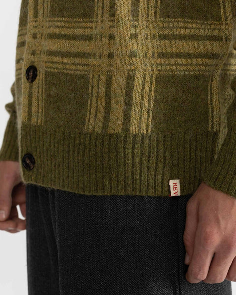Revolution Men's Loose Knit Cardigan in Army