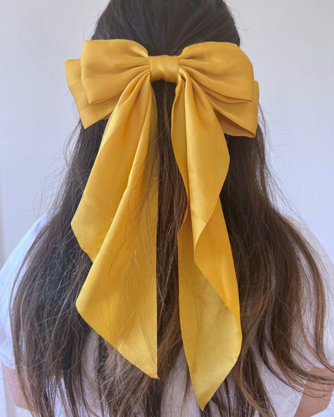 Solar Eclipse Long Satin Hair Bow Barrette
