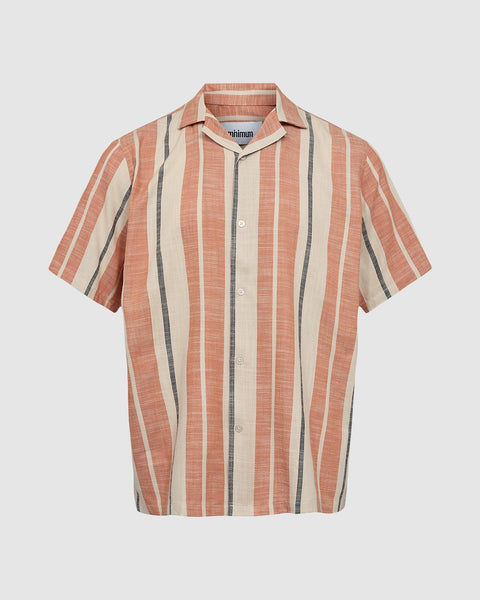Minimum Men's Striped Jole Shirt in Apricot Orange