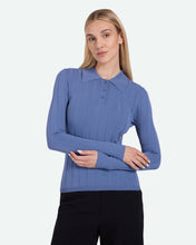 Load image into Gallery viewer, Minimum Women's Pollys Polo Sweater in Blue Horizon