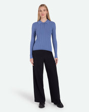 Load image into Gallery viewer, Minimum Women's Pollys Polo Sweater in Blue Horizon