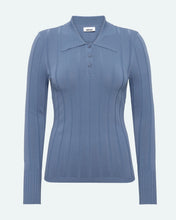 Load image into Gallery viewer, Minimum Women's Pollys Polo Sweater in Blue Horizon