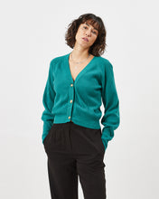 Load image into Gallery viewer, the Minimum Women&#39;s Cardine Cardigan in Bayou on a model posing with her hands in her pocket
