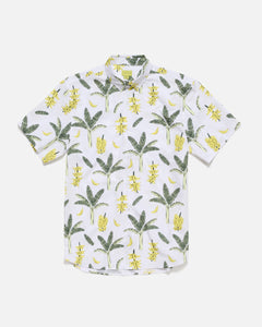 Poplin & Co Men's Printed Short Sleeve Shirt in Banana Palm