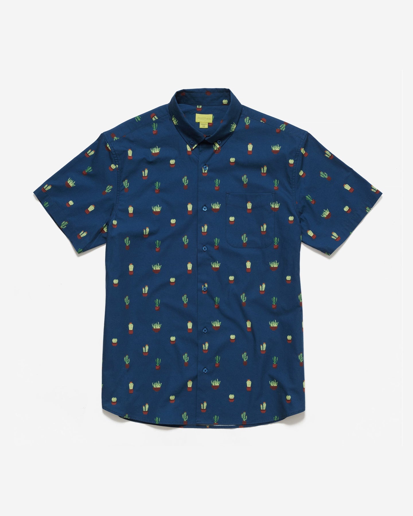 Poplin & Co Men's Printed Short Sleeve Shirt in Tropical Cacti