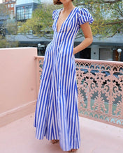 Load image into Gallery viewer, Elanora Women&#39;s Striped Maxi Dress in Blue
