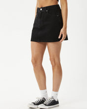 Load image into Gallery viewer, Afends Women&#39;s Georgia Denim Mini Skirt in Washed Black
