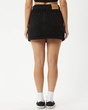 Load image into Gallery viewer, Afends Women&#39;s Georgia Denim Mini Skirt in Washed Black
