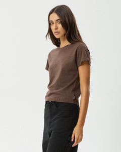 Afends Women's Carmen Baby Tee in Coffee