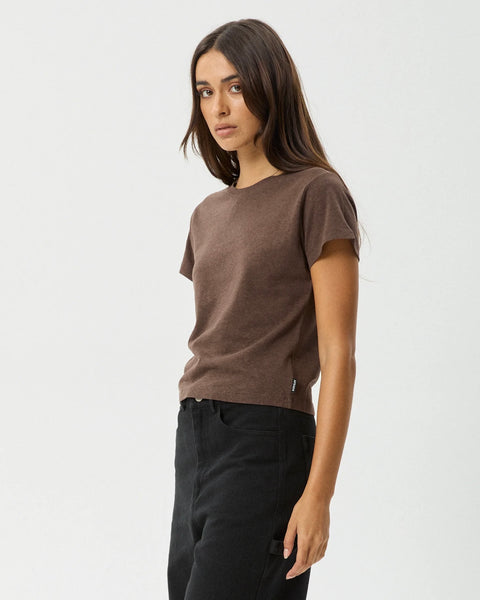 Afends Women's Carmen Baby Tee in Coffee