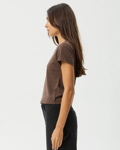 Afends Women's Carmen Baby Tee in Coffee