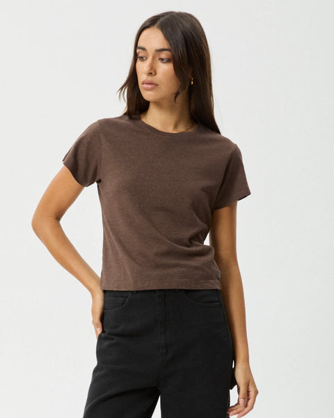 Afends Women's Carmen Baby Tee in Coffee