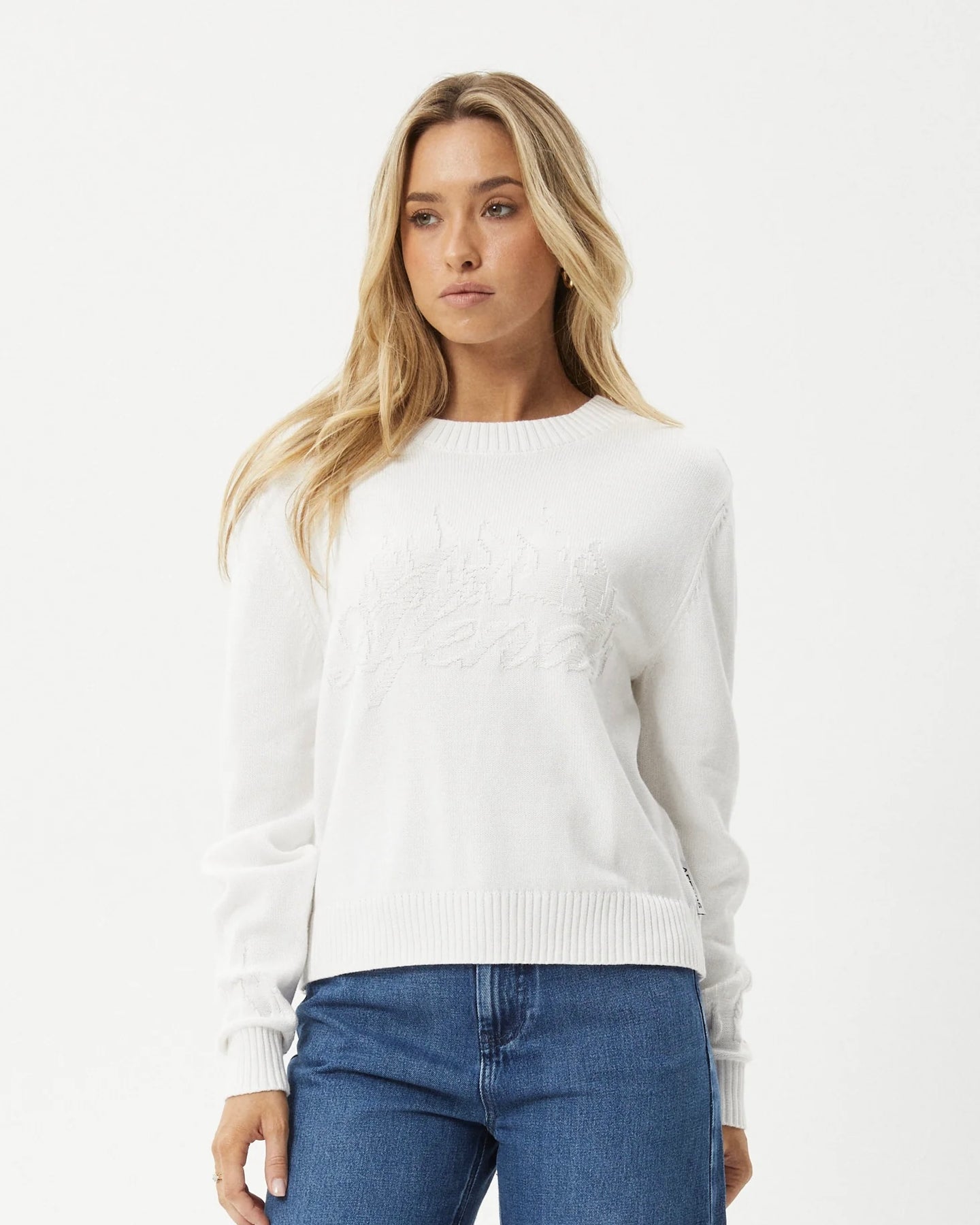 Afends Women's Inferno Crew Neck Sweater in White