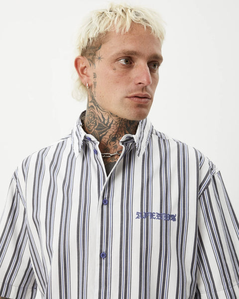 Afends Men's Lined Up Shirt in White Stripe