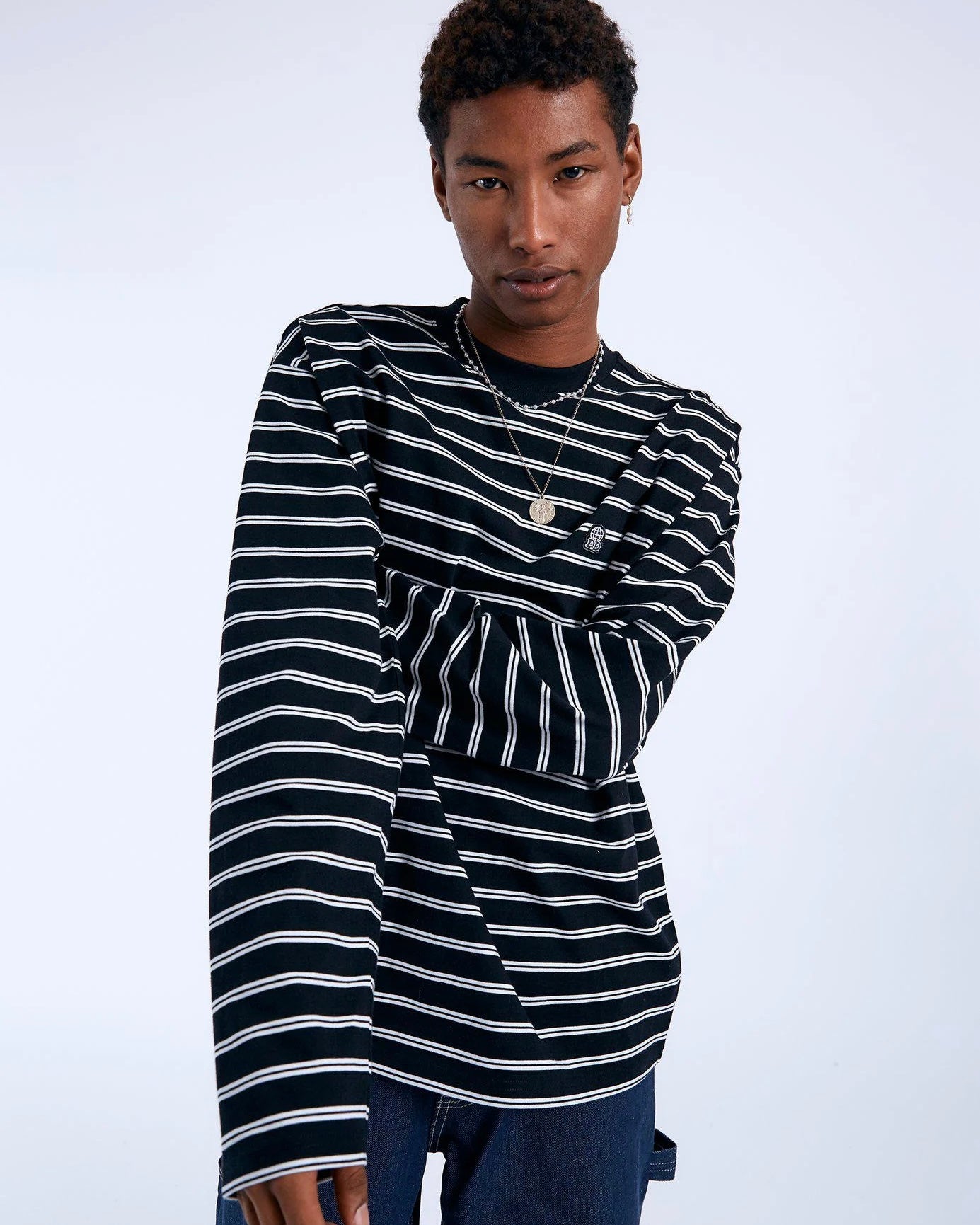 Dr. Denim Men's Caiden Long Sleeve in Double Stripe Black