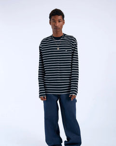 Dr. Denim Men's Caiden Long Sleeve in Double Stripe Black