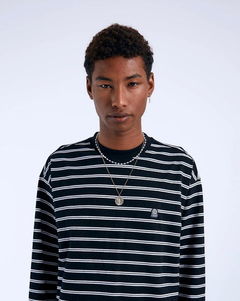 Dr. Denim Men's Caiden Long Sleeve in Double Stripe Black