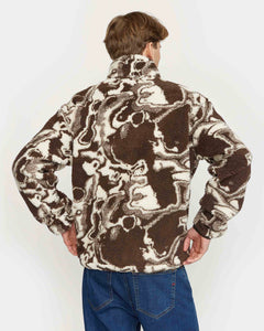 Revolution Men's Printed Teddy Jacket in Brown