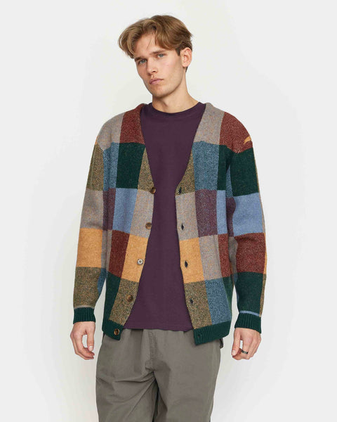 Revolution Men's Loose Cardigan Sweater in Dark Green