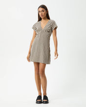 Load image into Gallery viewer, Afends Women&#39;s Gambet Tea Dress in Black and Sand Check
