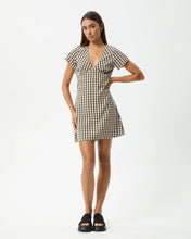 Load image into Gallery viewer, Afends Women&#39;s Gambet Tea Dress in Black and Sand Check
