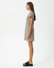 Load image into Gallery viewer, Afends Women&#39;s Gambet Tea Dress in Black and Sand Check
