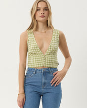 Load image into Gallery viewer, Afends Women&#39;s Darcy Button Top in Lemongrass Check
