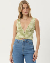 Load image into Gallery viewer, Afends Women&#39;s Darcy Button Top in Lemongrass Check
