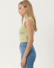 Load image into Gallery viewer, Afends Women&#39;s Darcy Button Top in Lemongrass Check
