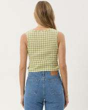 Load image into Gallery viewer, Afends Women&#39;s Darcy Button Top in Lemongrass Check
