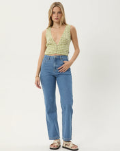 Load image into Gallery viewer, Afends Women&#39;s Darcy Button Top in Lemongrass Check
