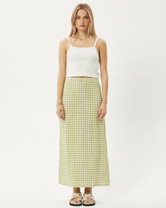 Afends Women's Darcy Maxi Skirt in Lemongrass Check