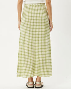 Afends Women's Darcy Maxi Skirt in Lemongrass Check