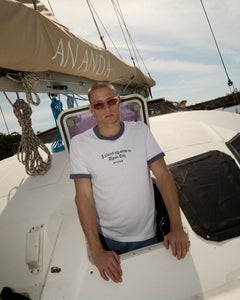 Afends Men's Byron Trip Ringer Tee in White