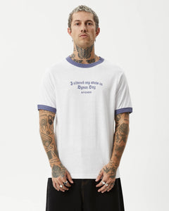 Afends Men's Byron Trip Ringer Tee in White