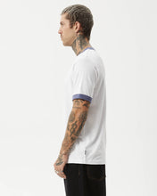 Load image into Gallery viewer, Afends Men&#39;s Byron Trip Ringer Tee in White
